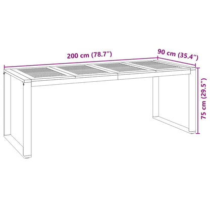 Garten Essgruppe 9 pcs Grau, Holz 200 x 80 x 75 cm Poly-Rattan