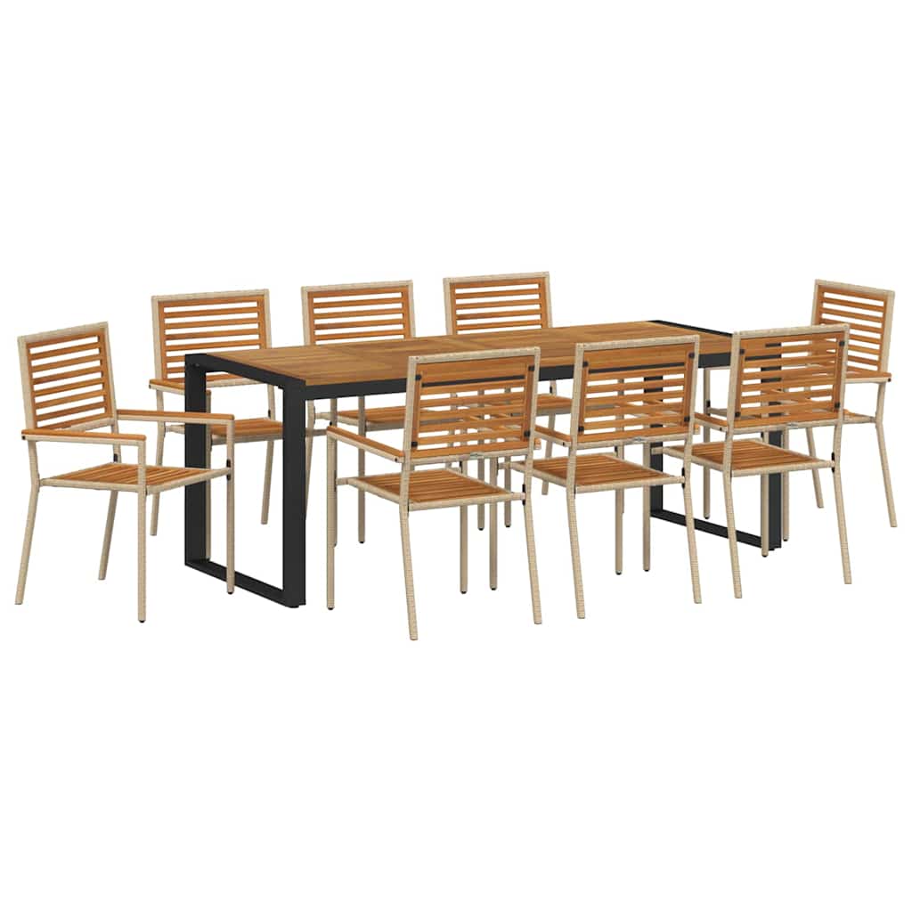 Garten Essgruppe 9 pcs Beige 200 x 80 x 75 cm Poly-Rattan
