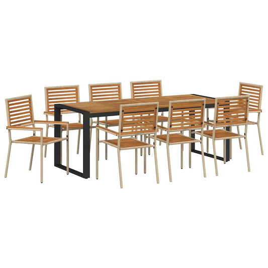 Garten Essgruppe 9 pcs Beige 200 x 80 x 75 cm Poly-Rattan