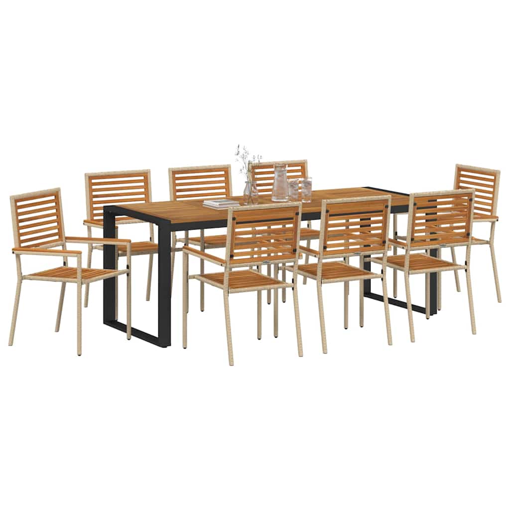 Garten Essgruppe 9 pcs Beige 200 x 80 x 75 cm Poly-Rattan