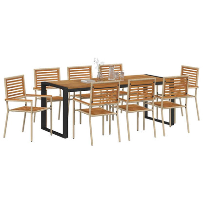 Garten Essgruppe 9 pcs Beige 200 x 80 x 75 cm Poly-Rattan