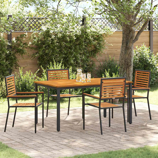 Garten Essgruppe 5 pcs Schwarz 150 x 90 x 75 cm Poly-Rattan