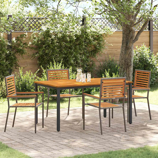 Garten Essgruppe 5 pcs Grau 150 x 90 x 75 cm Poly-Rattan