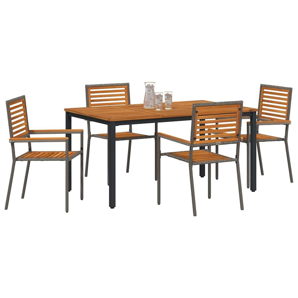 Garten Essgruppe 5 pcs Grau 150 x 90 x 75 cm Poly-Rattan