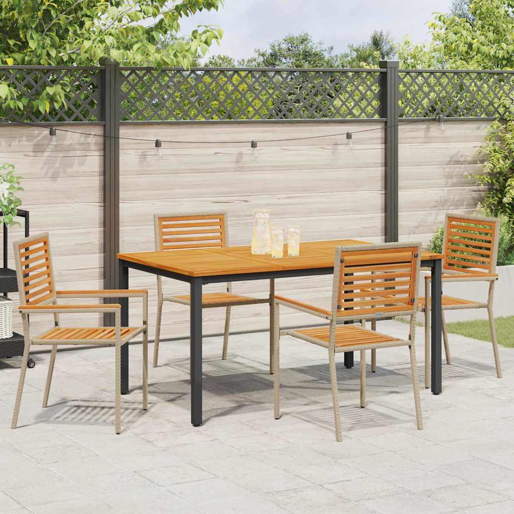 Garten Essgruppe 4 pcs Beige 150 x 90 x 75 cm Poly-Rattan