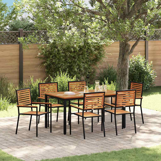 Garten Essgruppe 7 pcs Schwarz 150 x 90 x 75 cm Poly-Rattan