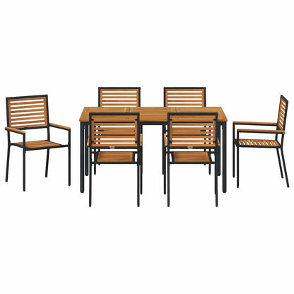 Garten Essgruppe 7 pcs Schwarz 150 x 90 x 75 cm Poly-Rattan