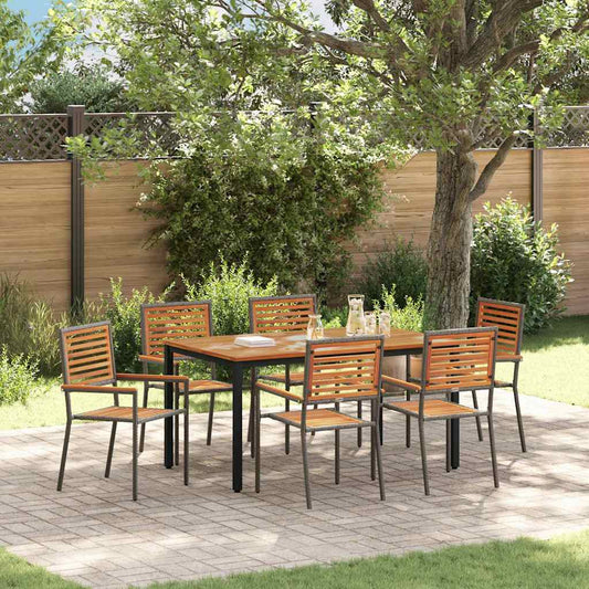 Garten Essgruppe 7 pcs Grau, Natur 150 x 90 x 75 cm Poly-Rattan