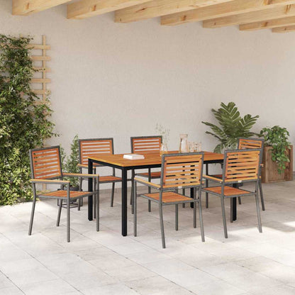 Garten Essgruppe 7 pcs Grau, Natur 150 x 90 x 75 cm Poly-Rattan