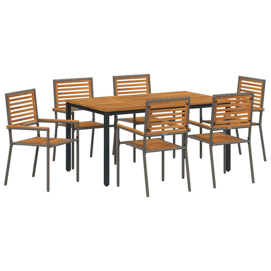 Garten Essgruppe 7 pcs Grau, Natur 150 x 90 x 75 cm Poly-Rattan
