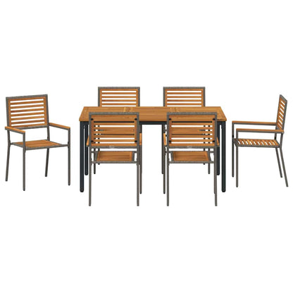 Garten Essgruppe 7 pcs Grau, Natur 150 x 90 x 75 cm Poly-Rattan