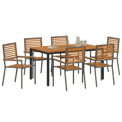 Garten Essgruppe 7 pcs Grau, Natur 150 x 90 x 75 cm Poly-Rattan