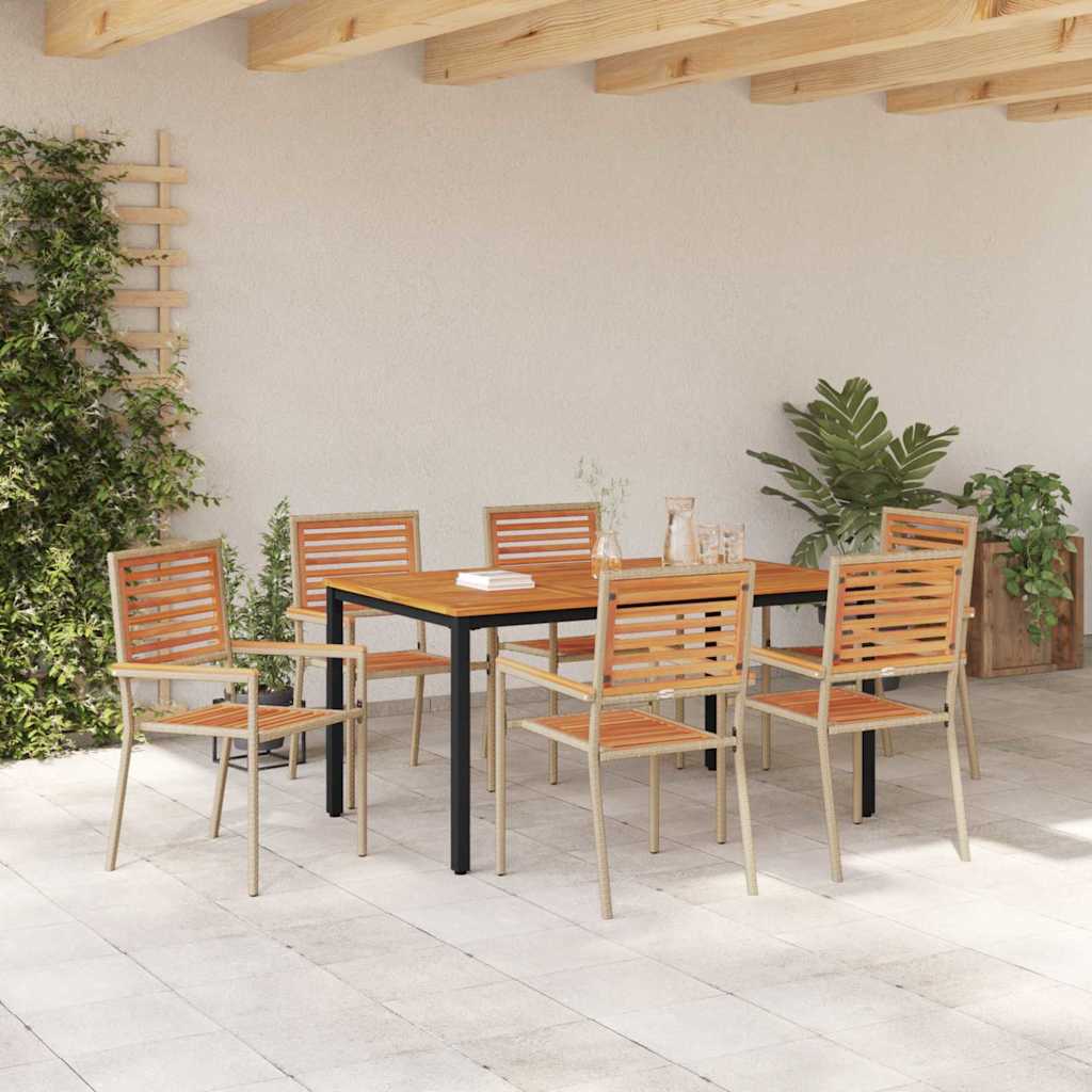 Garten Essgruppe 7 pcs Beige, Braun 150 x 90 x 75 cm