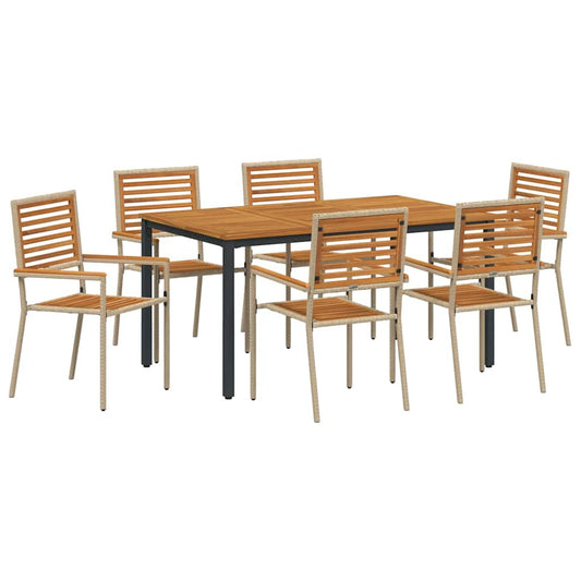 Garten Essgruppe 7 pcs Beige, Braun 150 x 90 x 75 cm