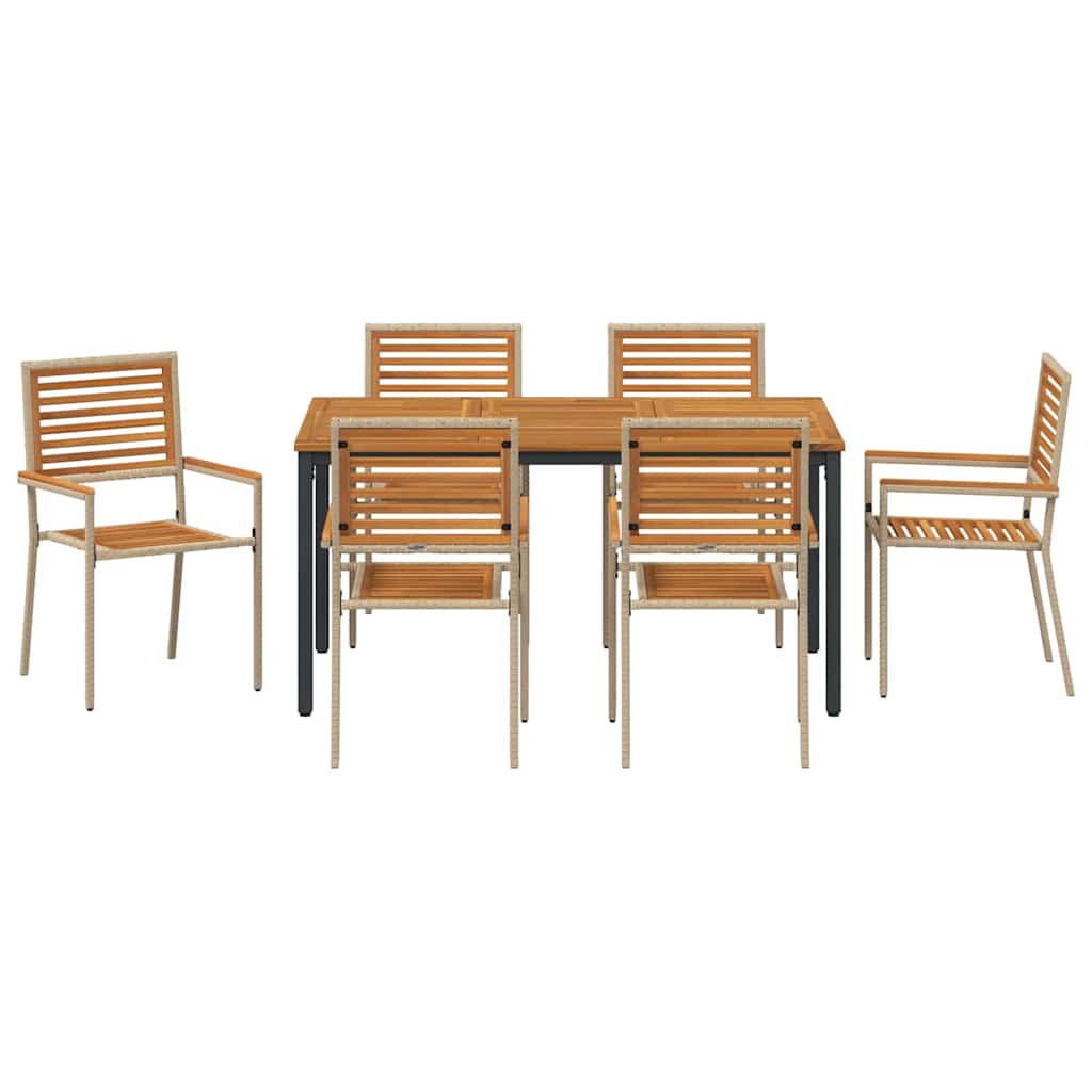 Garten Essgruppe 7 pcs Beige, Braun 150 x 90 x 75 cm
