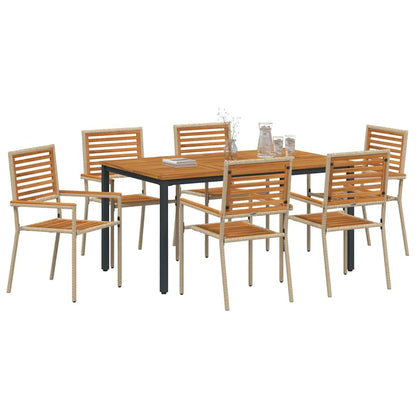 Garten Essgruppe 7 pcs Beige, Braun 150 x 90 x 75 cm