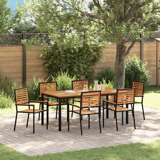 Garten Essgruppe 7 pcs Schwarz, Holz 180 x 90 x 75 cm