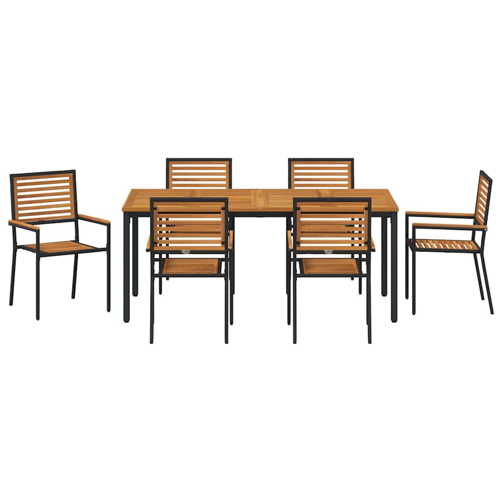Garten Essgruppe 7 pcs Schwarz, Holz 180 x 90 x 75 cm
