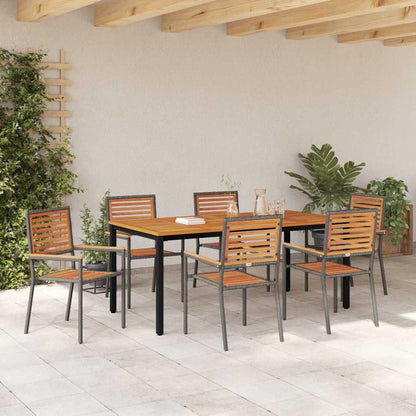 Garten Essgruppe 7 pcs Grau 180 x 90 x 75 cm Poly-Rattan