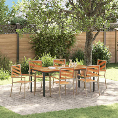 Garten Essgruppe 7 pcs Beige 180 x 90 x 75 cm Poly-Rattan