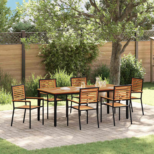 Garten Essgruppe 7 pcs Schwarz 200 x 100 x 75 cm Poly-Rattan