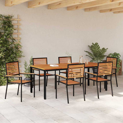 Garten Essgruppe 7 pcs Schwarz 200 x 100 x 75 cm Poly-Rattan