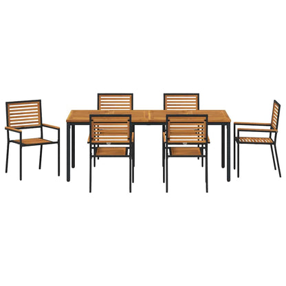 Garten Essgruppe 7 pcs Schwarz 200 x 100 x 75 cm Poly-Rattan