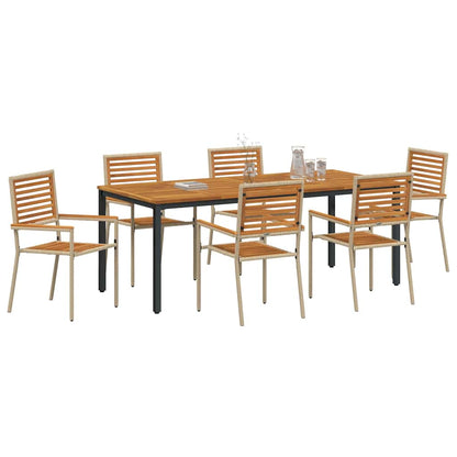 Garten Essgruppe 7 pcs Beige, Braun 200 x 100 x 75 cm
