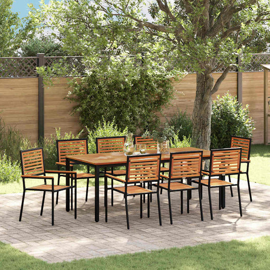 Garten Essgruppe 9 pcs Schwarz 200 x 100 x 75 cm Poly-Rattan