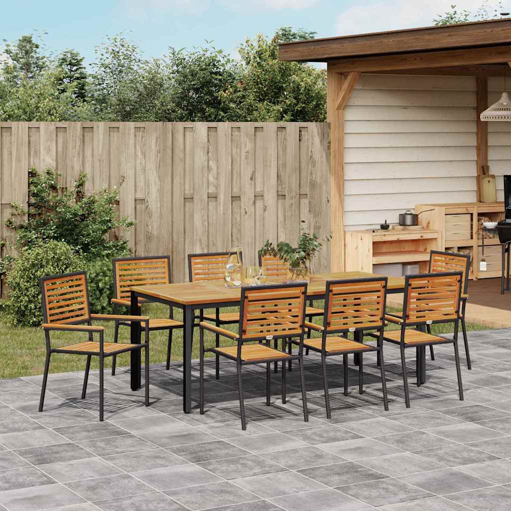 Garten Essgruppe 9 pcs Schwarz 200 x 100 x 75 cm Poly-Rattan