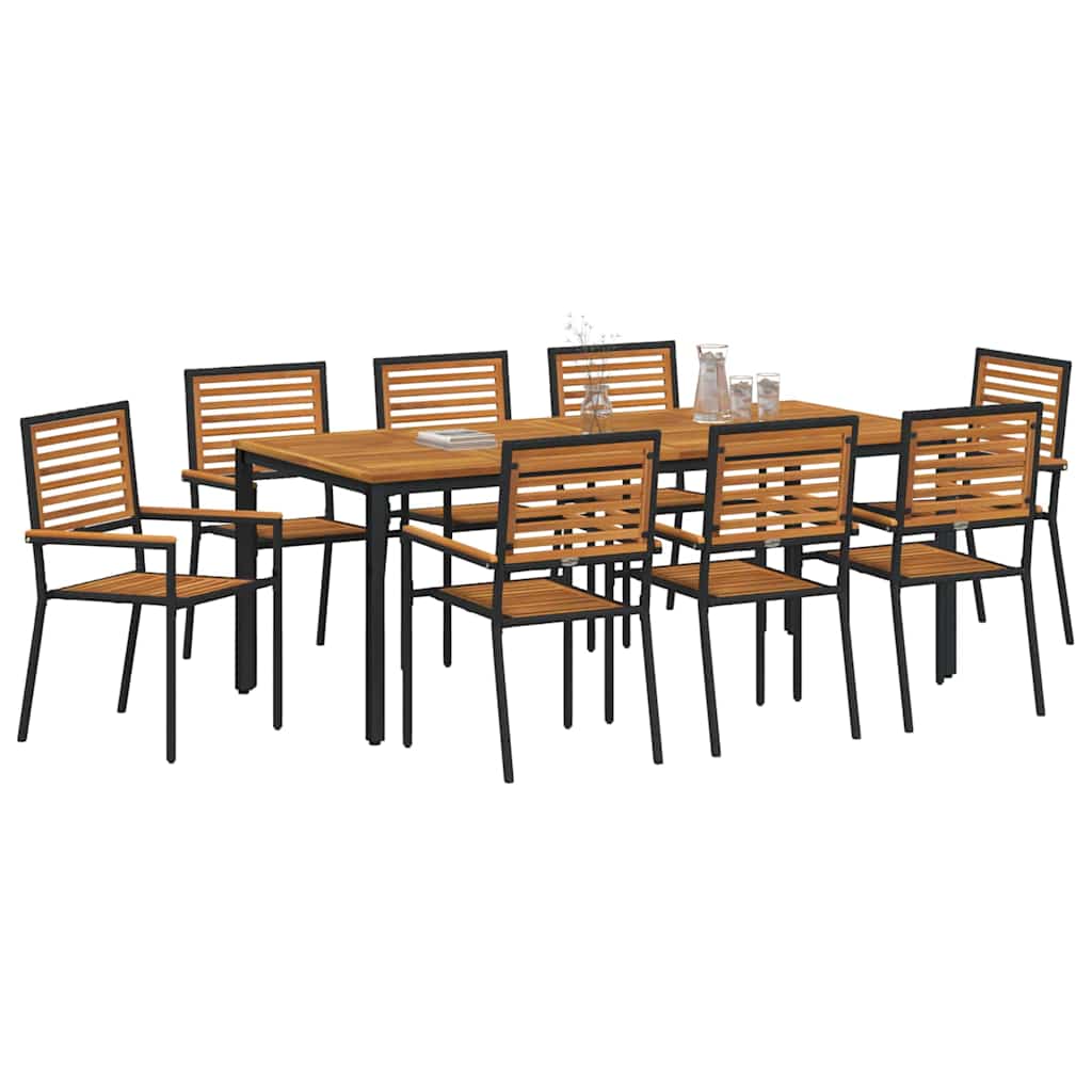 Garten Essgruppe 9 pcs Schwarz 200 x 100 x 75 cm Poly-Rattan