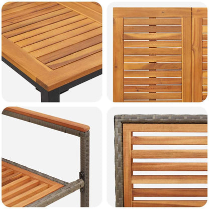 Garten Essgruppe 9 pcs Grau und Natur Teak Poly-Rattan