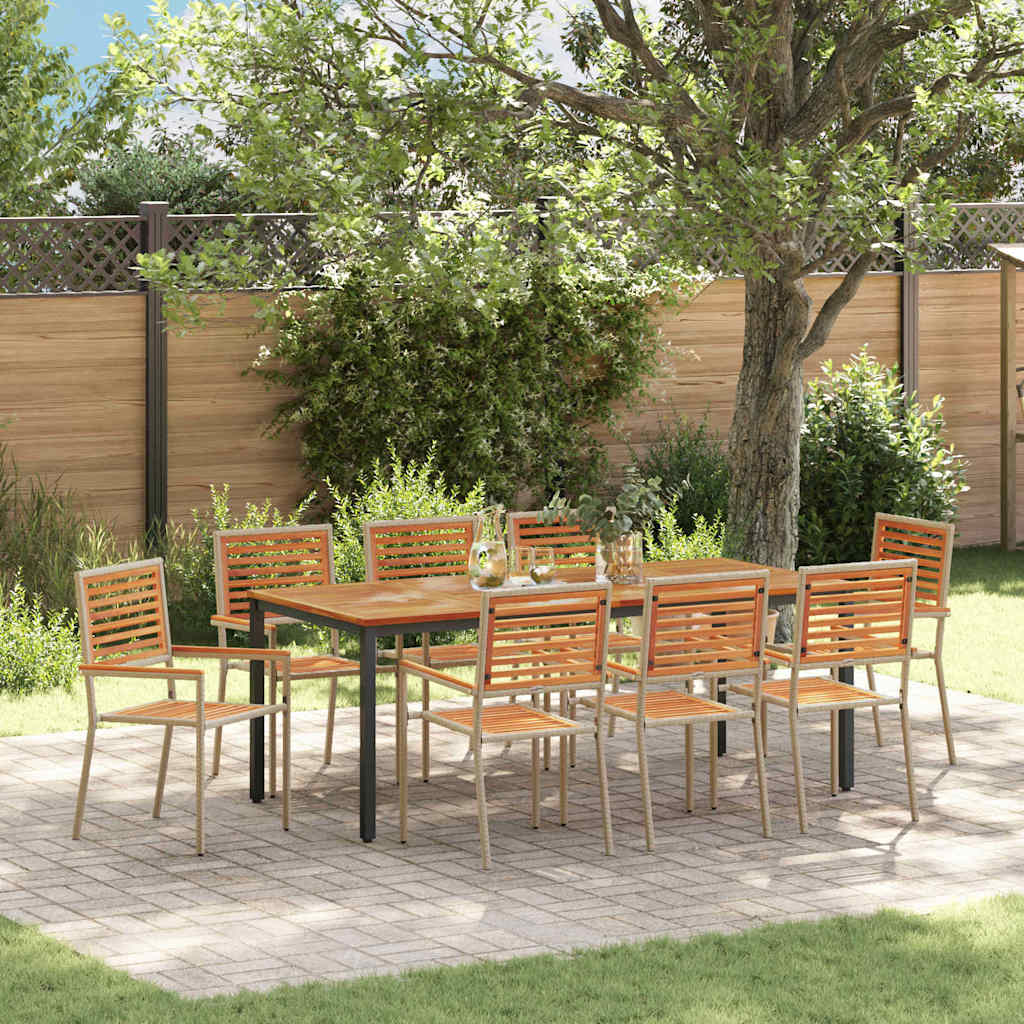 Garten Essgruppe 9 pcs Beige 200 x 100 x 75 cm Poly-Rattan