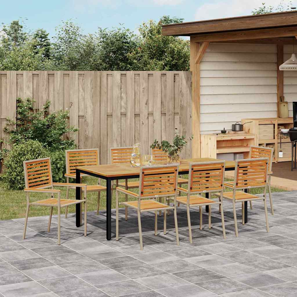 Garten Essgruppe 9 pcs Beige 200 x 100 x 75 cm Poly-Rattan