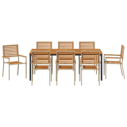 Garten Essgruppe 9 pcs Beige 200 x 100 x 75 cm Poly-Rattan