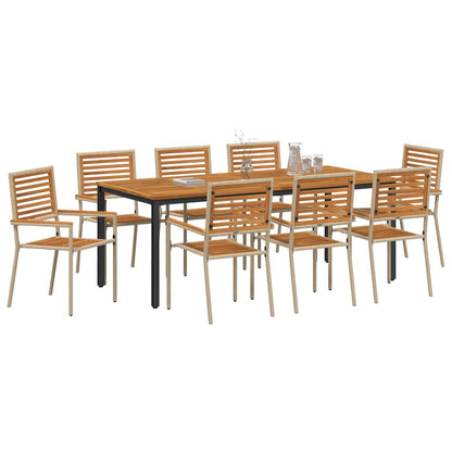 Garten Essgruppe 9 pcs Beige 200 x 100 x 75 cm Poly-Rattan