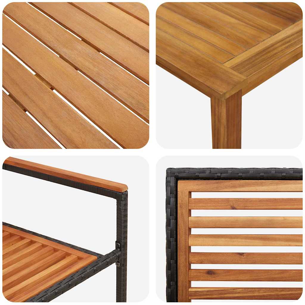 Garten Essgruppe 3 pcs Schwarz Poly Rattan