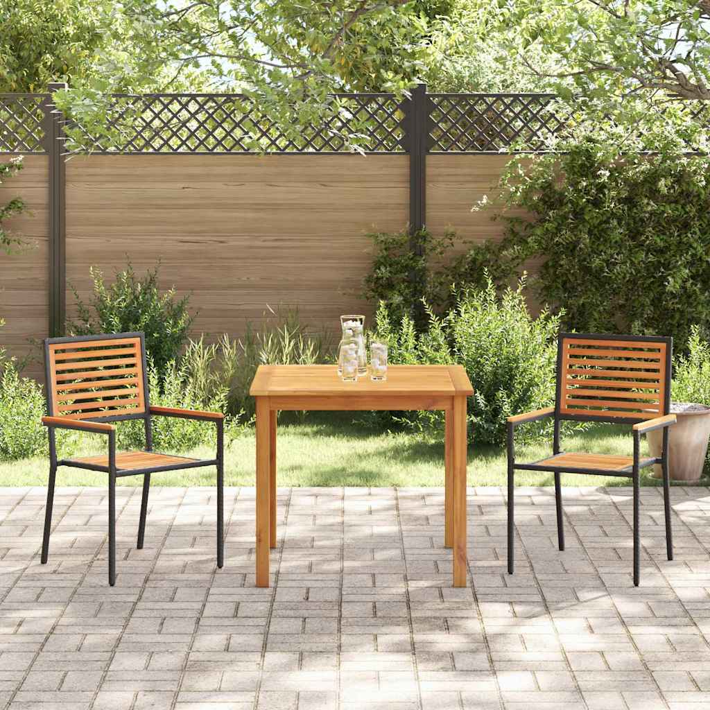 Garten Essgruppe 3 pcs Schwarz Poly Rattan