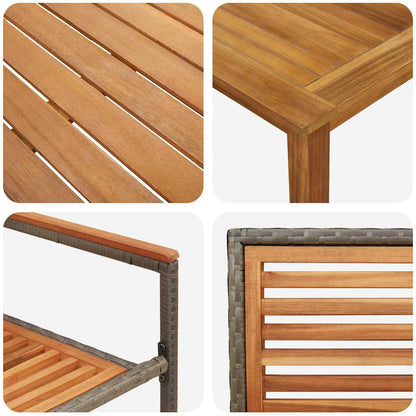 Garten Essgruppe 3 pcs Grau Poly Rattan