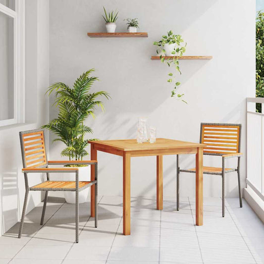Garten Essgruppe 3 pcs Grau Poly Rattan