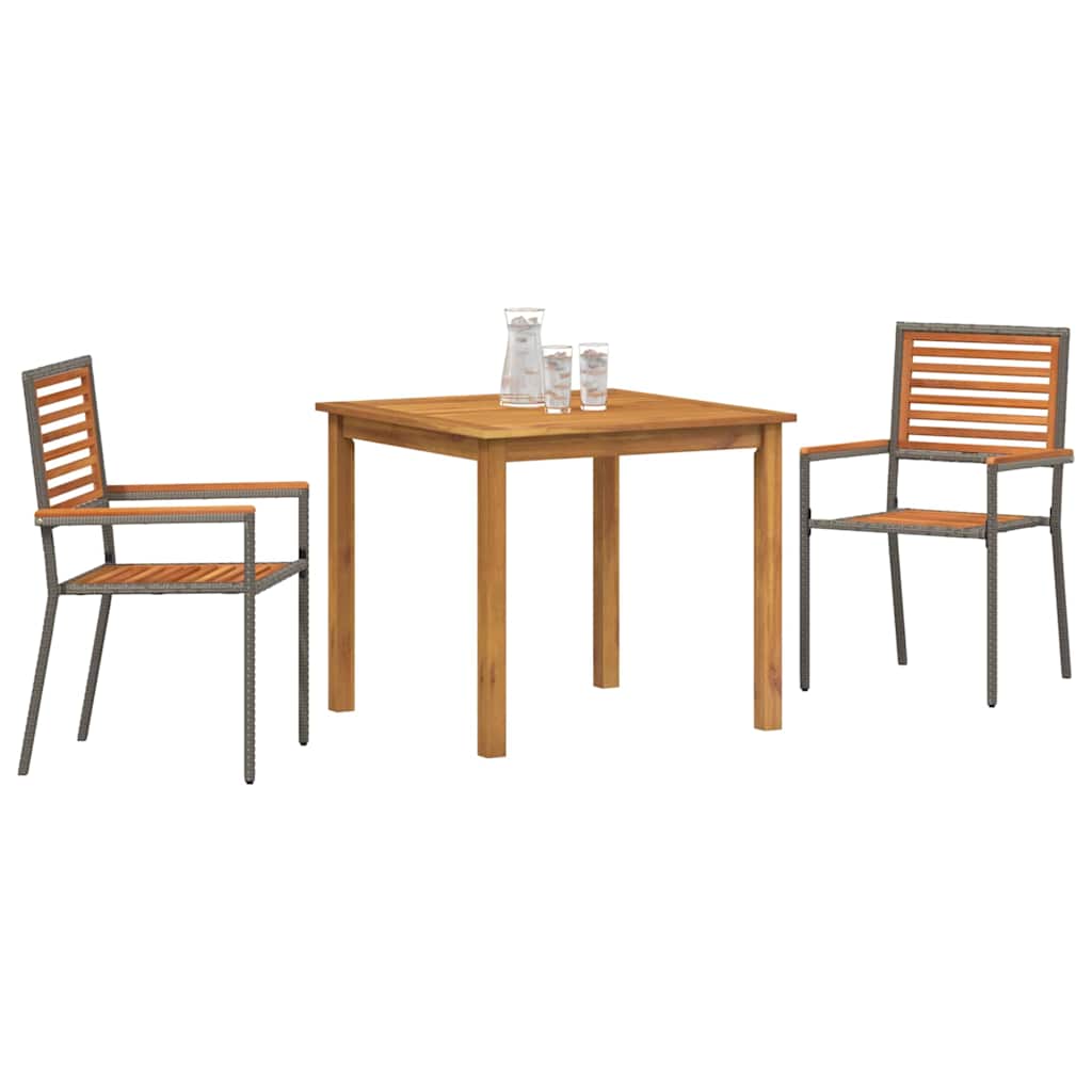 Garten Essgruppe 3 pcs Grau Poly Rattan