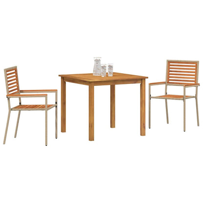 Garten Essgruppe 3 pcs Beige Poly Rattan