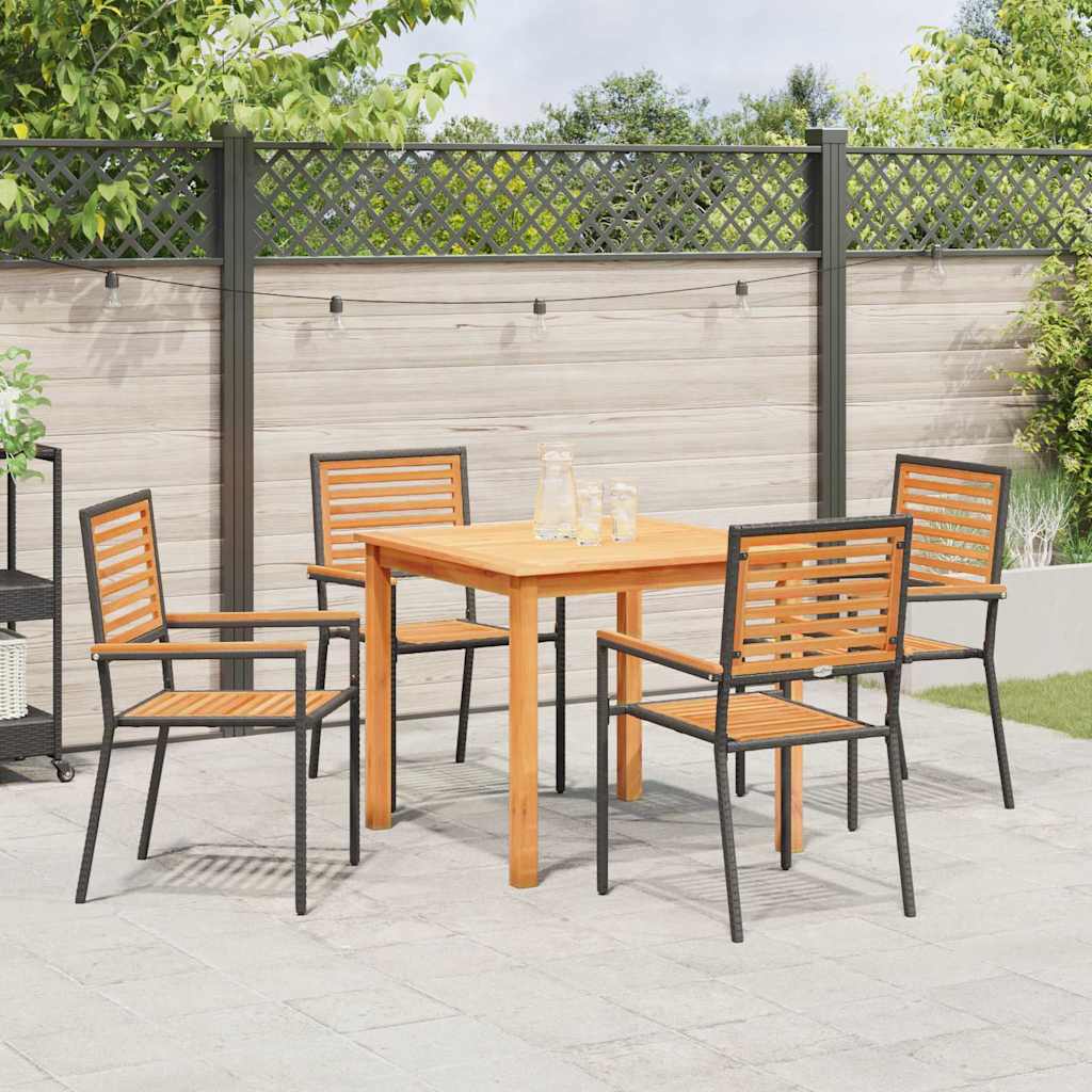 Garten Essgruppe 5 pcs Schwarz Poly Rattan