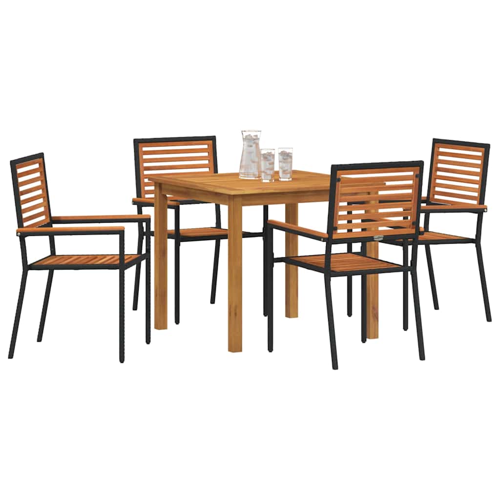 Garten Essgruppe 5 pcs Schwarz Poly Rattan