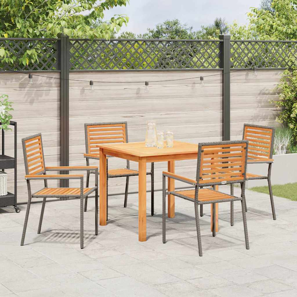 Garten Essgruppe 5 pcs Grau Poly Rattan