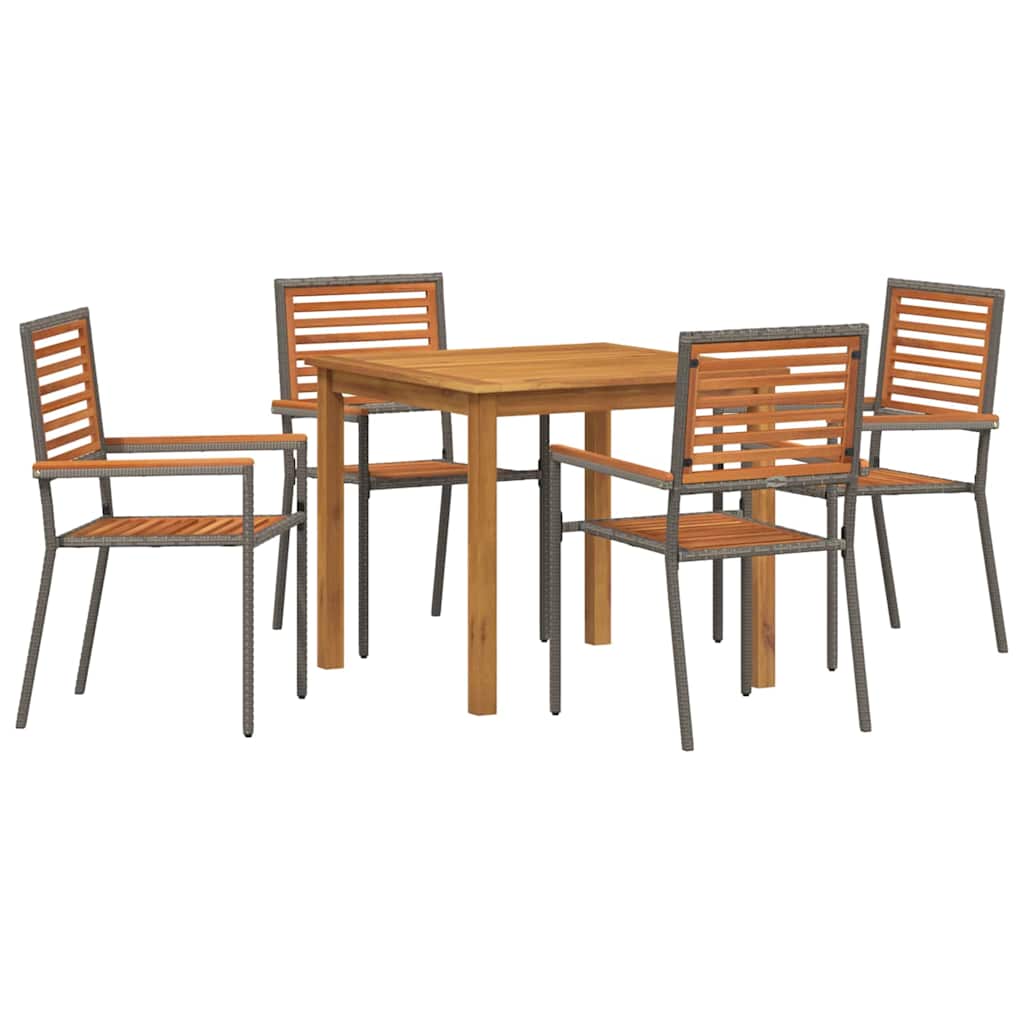 Garten Essgruppe 5 pcs Grau Poly Rattan