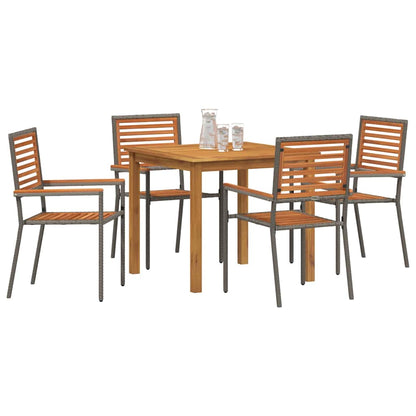 Garten Essgruppe 5 pcs Grau Poly Rattan