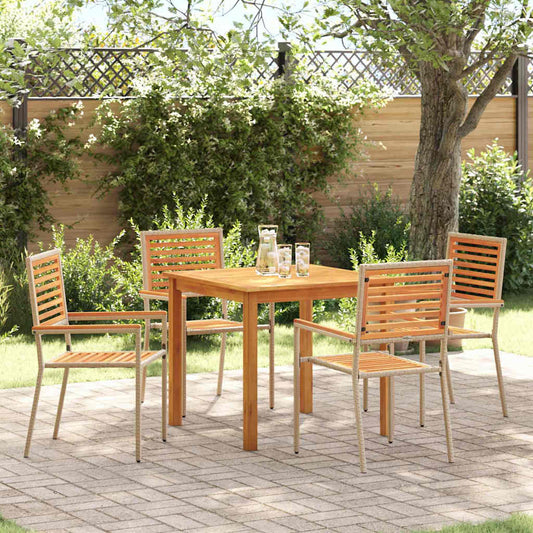 Garten Essgruppe 5 pcs Beige Poly Rattan