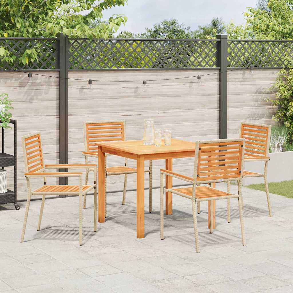 Garten Essgruppe 5 pcs Beige Poly Rattan