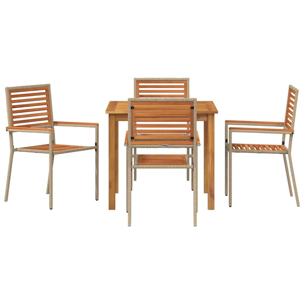 Garten Essgruppe 5 pcs Beige Poly Rattan
